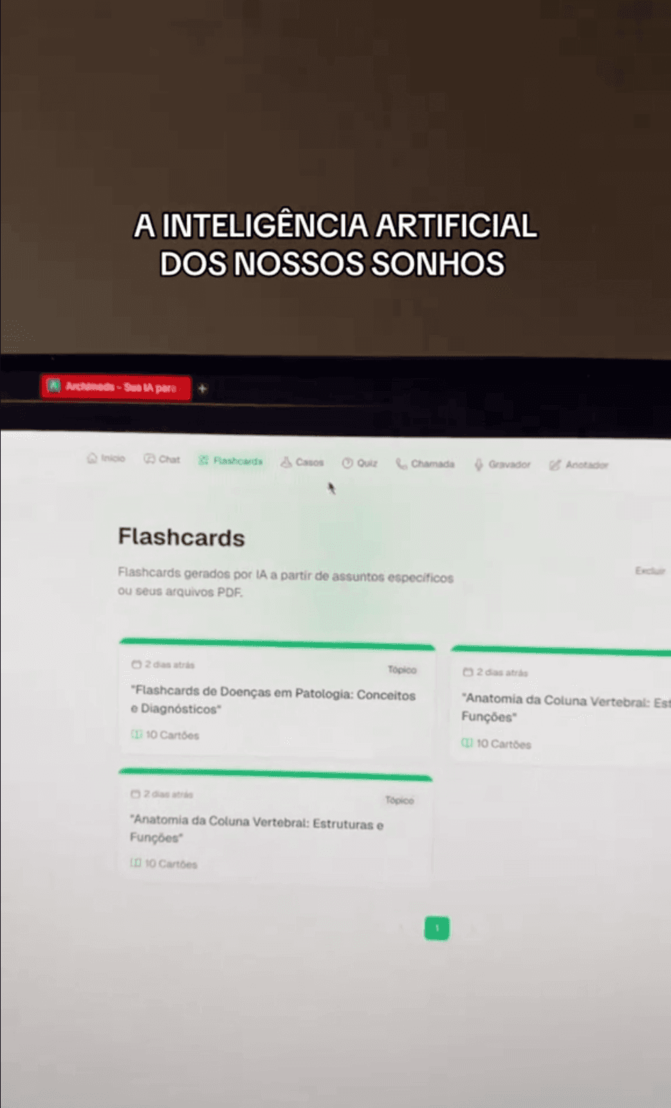 Depoimento em vídeo de @pepegois sobre o Archi, publicado no TikTok
