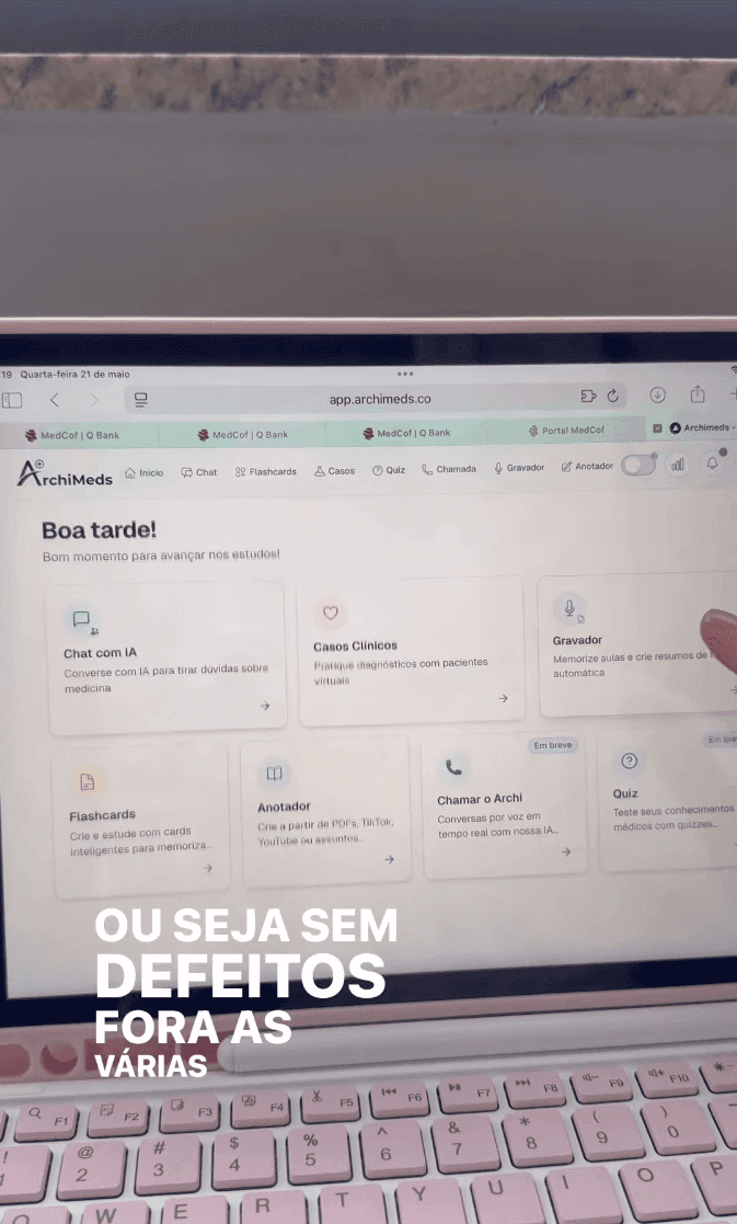 Depoimento em vídeo sobre o Archi, publicado no Instagram